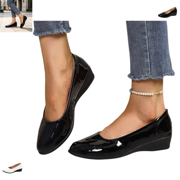 YOUYEDIAN Loafers for Women Comfortable Versatile Pointed Toe Fashion Wedge Heel Non Slip Flats Casual Low Cut Outdoor Walking Shoes