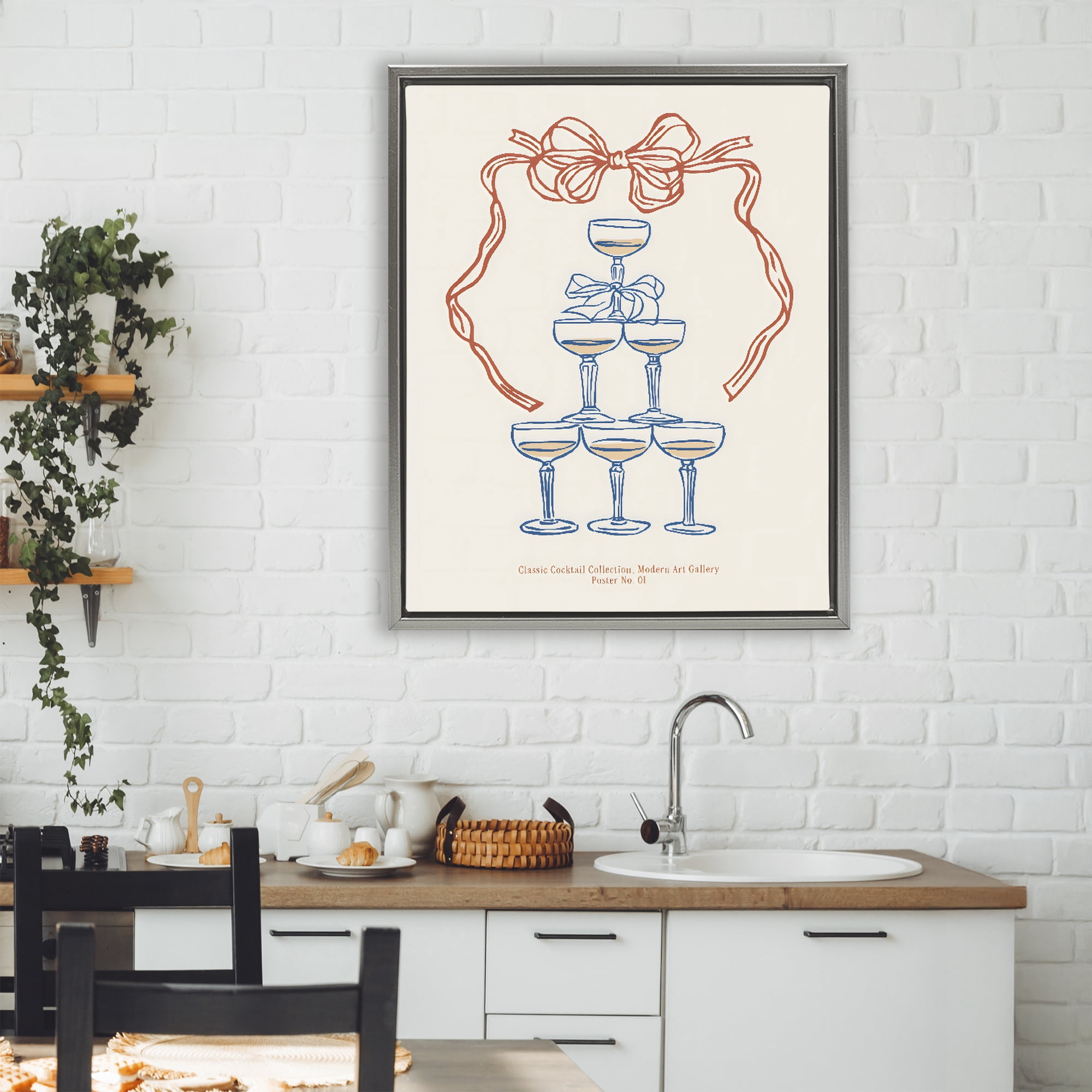 Stupell Industries Classic Cocktail Tower Gray Framed Floater Canvas Wall Art, design by The Prints Vibe