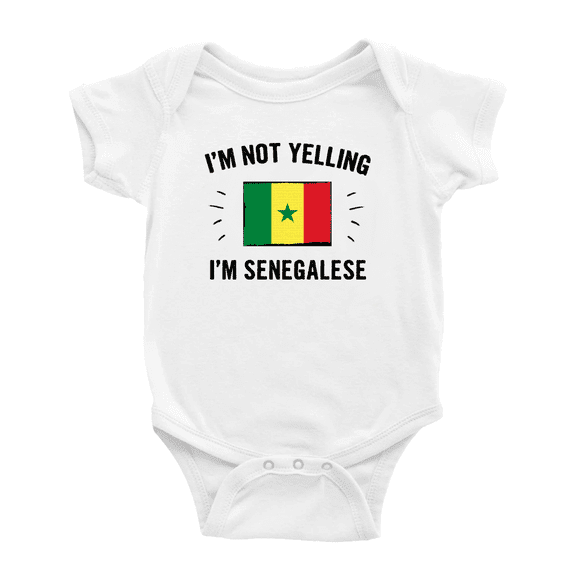 I'm Not Yelling, I'm Senegalese Baby Bodysuits Newborn Clothes (White, 18-24 Months)