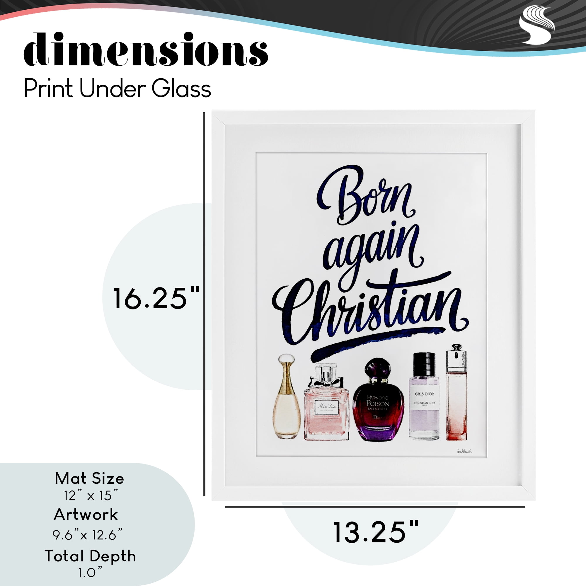 Born Again Christian Skincare White Framed Print Under Glass, design by Amanda Greenwood