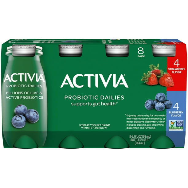 Activia Probiotic Dailies Strawberry & Blueberry Lowfat Yogurt Drink 8