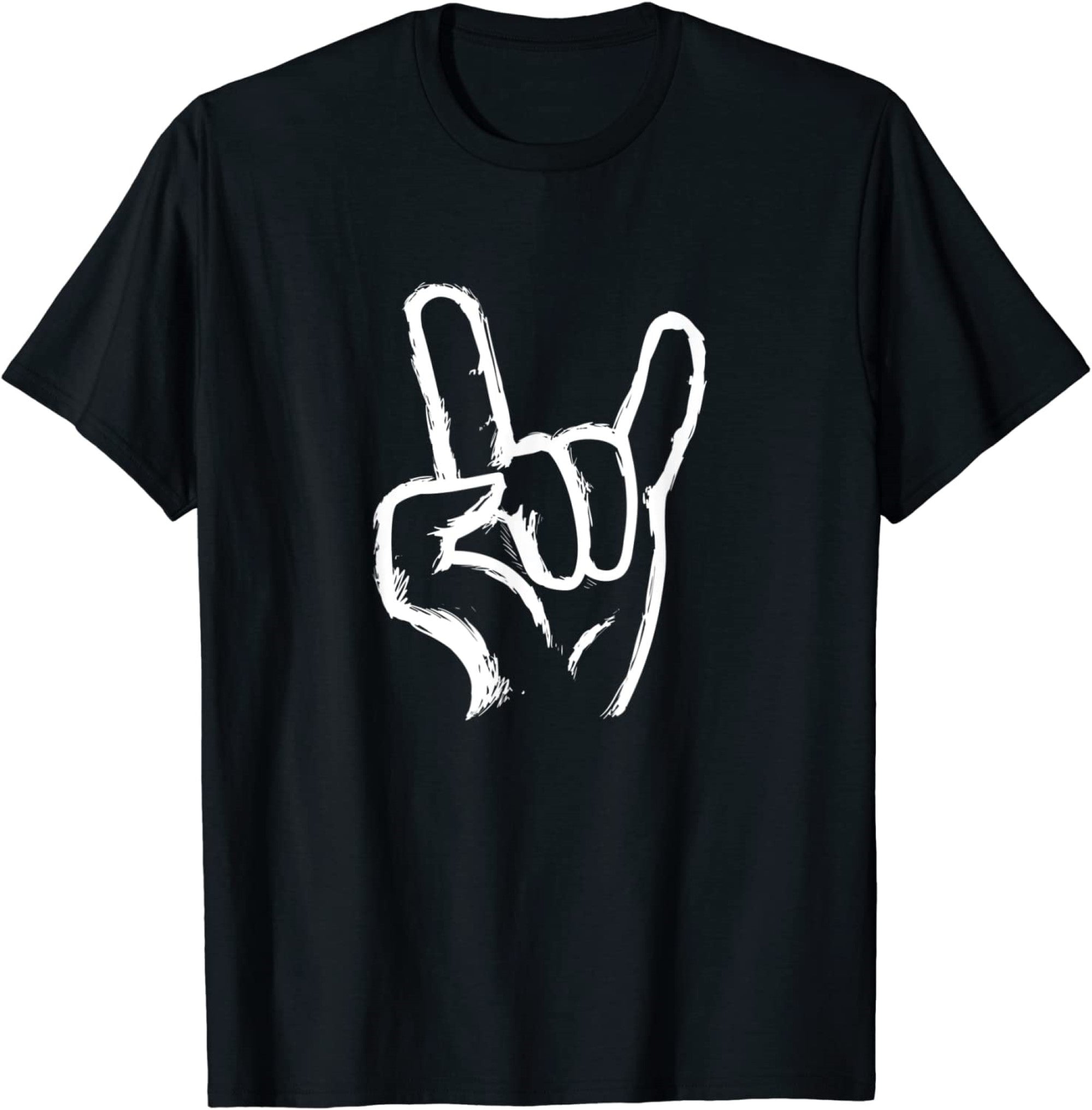 Rock On Hand Sign Symbol Gesture Rock Lover Salute Drawing TShirt