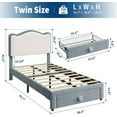 thumbnail image 2 of Senfot Twin Size Upholstered Bed Frame with 2 Storage Drawers, Velvet Princess Platform Bed, Chic Double Wavy Headboard, No Box Spring Needed, Solid Wood Slats Support, Blue&White, 2 of 6