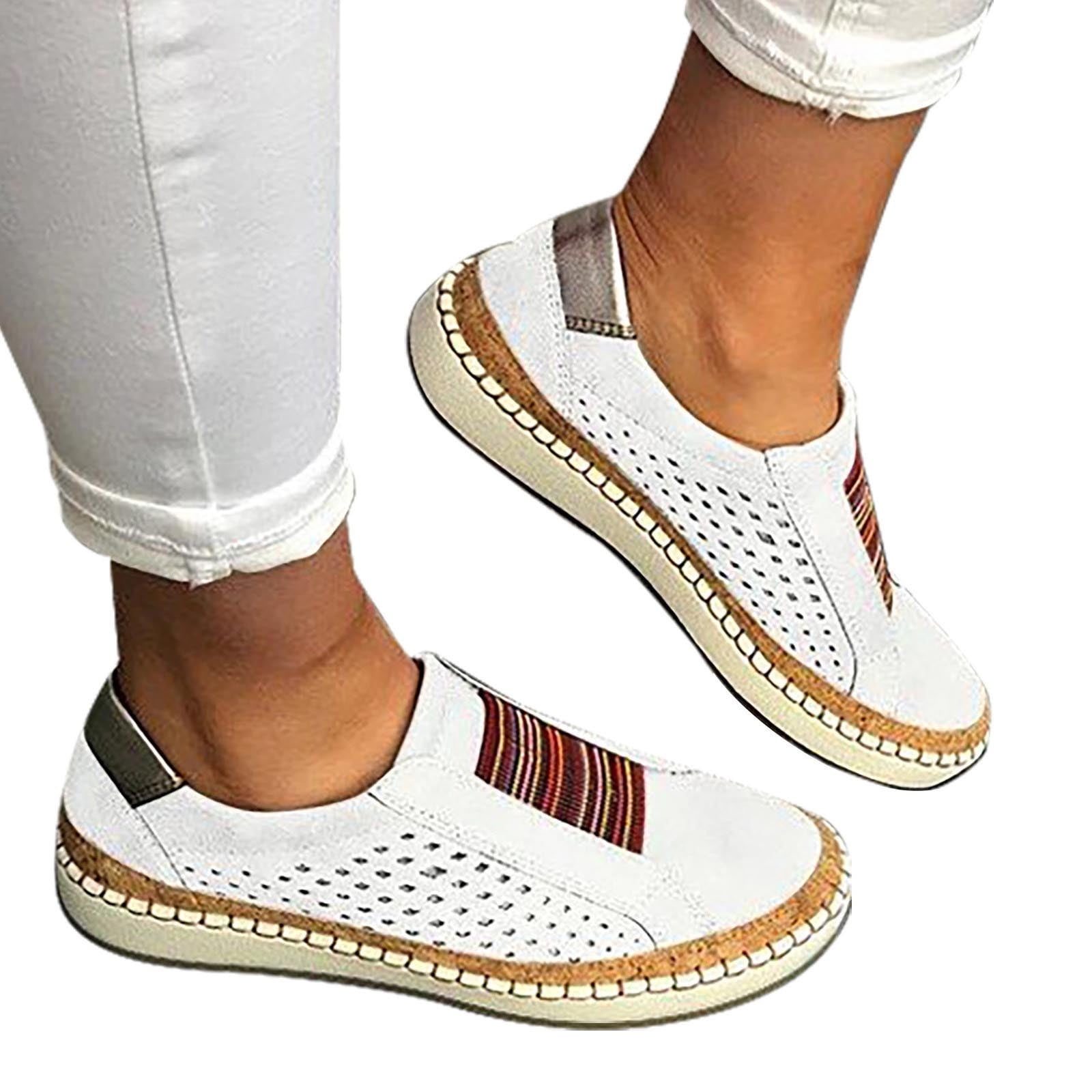Summer Savings Clearance! Zpanxa Womens Casual Shoes Spring Sneakers Women Casual Ladies Sport Shoes Casual Slip on Shoes White 39
