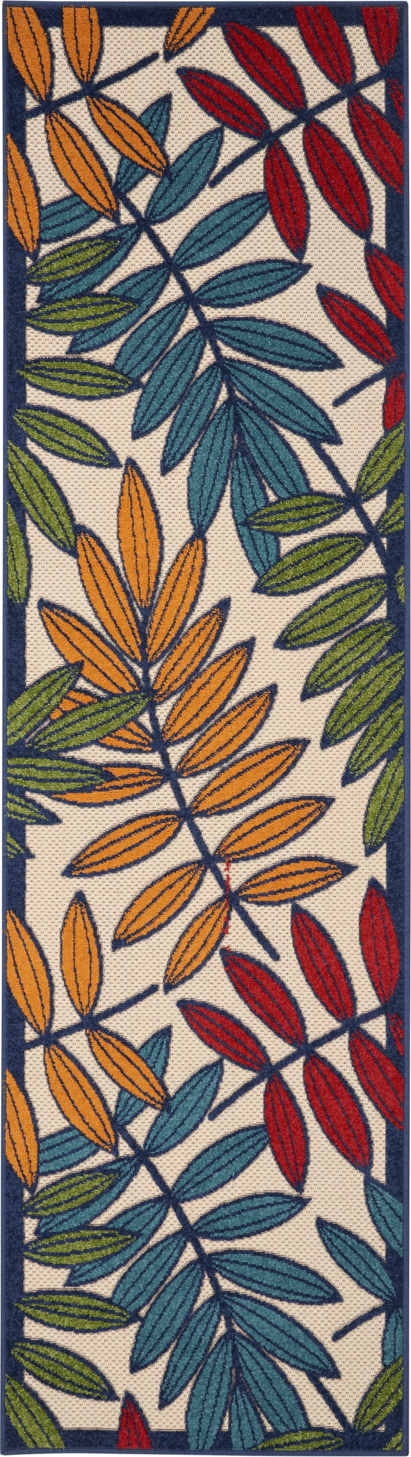 Nourison Aloha Indoor/Outdoor Tropical Botanical Multicolor 2'3" x 8' Area Rug, (8' x Runner)
