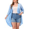 thumbnail image 1 of Agnes Orinda Women's Plus Size Cardigans Lace Lightweight Knit 3/4 Sleeves Cover Up Cardigans 2X Light Blue, 1 of 7