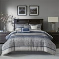 thumbnail image 2 of Madison Park Rhapsody Ensemble de Literie 7 Pcs en Polyester Jacquard Bleu Marine, 2 of 5
