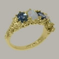 thumbnail image 4 of LBG British Made 14k Yellow Gold Natural Sapphire & Opal Womens Eternity Ring - 33 size options - Size 4.5, 4 of 8