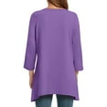 thumbnail image 4 of Purple Womens Tops Casual Loose Round Neck Mid Length Sleeve Ladies Top Asymmetrical Shirts for Women, 4 of 4