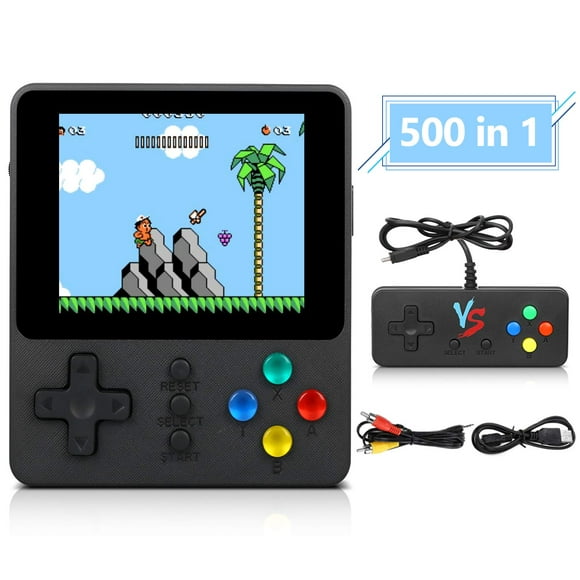ForJoy console de Jeu portable, console de Jeu portable avec 500 Jeux NES FC, Écran Couleur de 3 Pouces, 2 Joueurs et Support de Télévision, Batterie rechargeable comme Cadeau d'Anniversaire (Enfant / Garçon / Fille / Adulte) (Noir)
