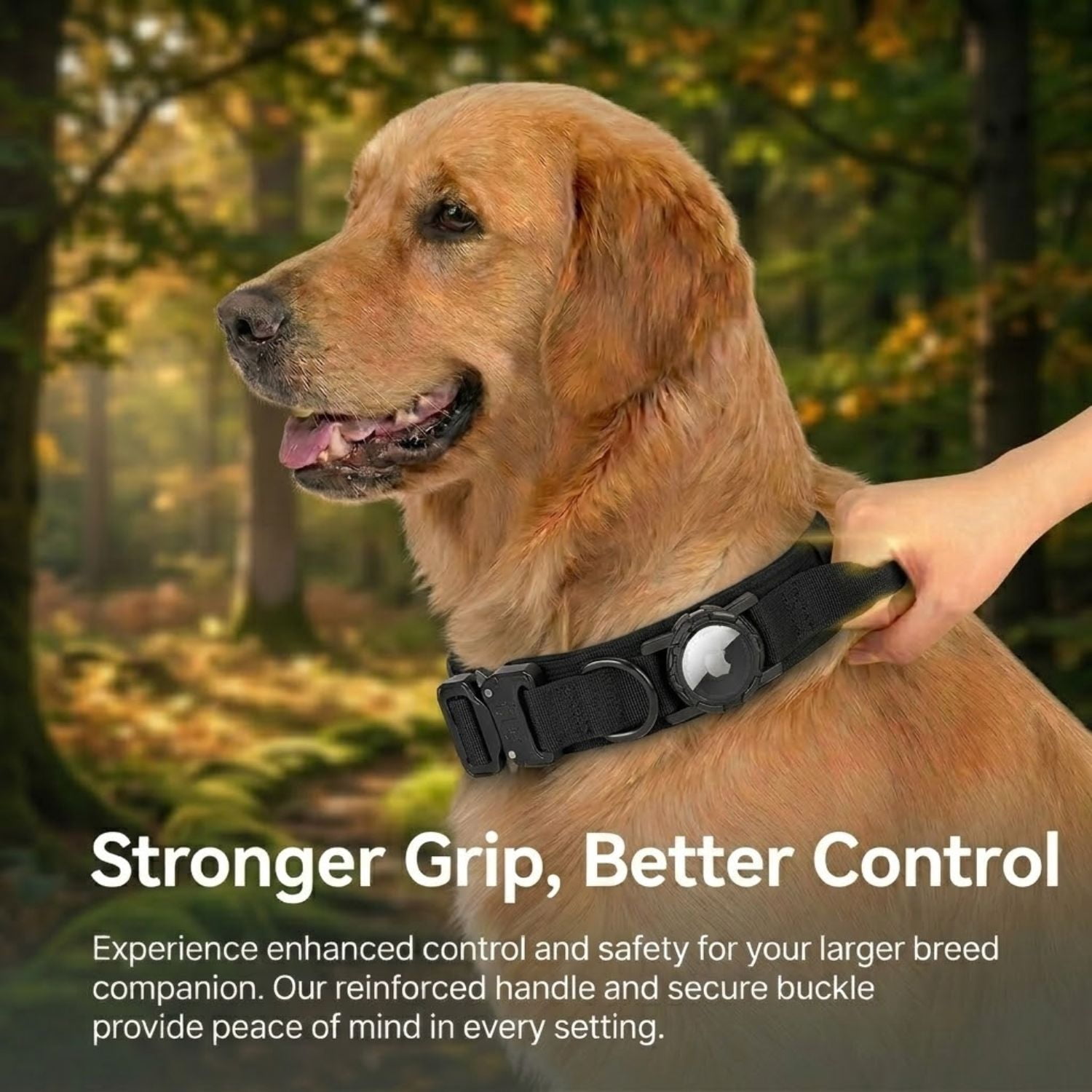 WAAYEEPAL Heavy Duty Tactical AirTag Dog Collar & Leash Set, Adjustable AirTag Holder Collar for Medium Large Dogs, AirTag Not Included