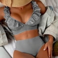 thumbnail image 2 of Afdoent Women's Bikini Sets Women High Waisted Bikini Push Up Two Piece Swimsuits Vintage Retro Ruched High Waist Print Bikini Set 2026 Retro Swimsuit, 2 of 5