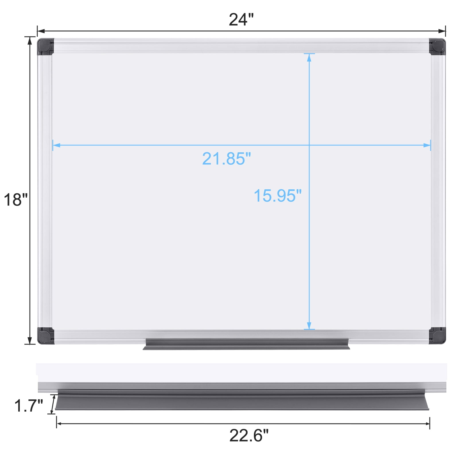 Comix Magnetic Dry Erase Board, 24 x 18 inches Wall Mounted Whiteboard, Aluminum Frame White Board with Pen Tray