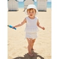thumbnail image 5 of BemeyourBBs Toddler Baby Girl 3 Piece Swimsuit Set Summer Beach Swimwear Infant Bathing Suit Sleeveless Eyelet Ruffle Bikini Tops Bottoms and Sun Hat, 5 of 9