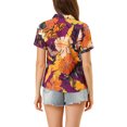 thumbnail image 4 of INSPIRE CHIC Valentine's Day Women's Shirts Hawaiian Short Sleeve Tropical Floral Button Down Tops S Purple, 4 of 9