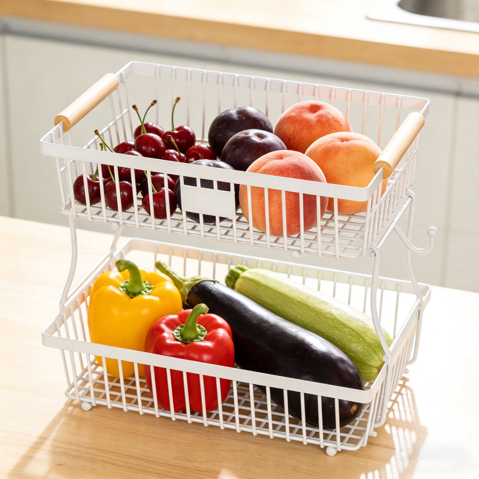 Sturdy Metal Countertop Organizer for Kitchen Pantry Display and Efficient Food Storage Rack