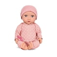 thumbnail image 1 of LullaBaby – Muñeca bebé realista de 14 pulgadas – Tono de piel claro y ojos grises – Cuerpo suave y conjunto extraíble – Gorro rosa y accesorio para chupete – Juguetes para niños de 2 años en adelante, 1 of 5