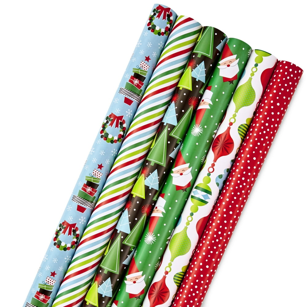 Hallmark Christmas Wrapping Paper Bundle with Cut Lines on Reverse