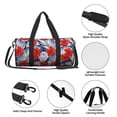 thumbnail image 6 of Xecao Leaves And Flowers print Round Travel Duffel Bag is a foldable gym bag with an inner pocket, perfect for travel sports, 6 of 8