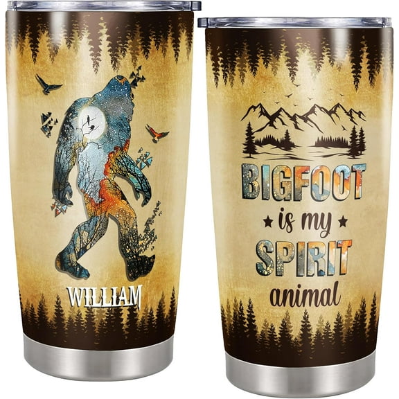Personalized Bigfoot Tumbler Custom Name Stainless Steel Insulated Cups with Lid 20oz Travel Coffee Mug Gift for Birthday Men Women