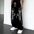 thumbnail image 2 of Mens Y2K Gothic Printed Sweatpants Drawstring Jogger Pants Loose Fit Streetwear Trousers With Dark Graphic Design For Casual Daily, 2 of 4