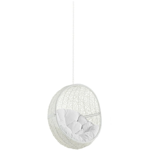 Modern Contemporary Urban Design Outdoor Patio Balcony Swing Chair, White, Rattan