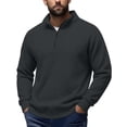 thumbnail image 6 of cocolona Mens Half Zipper Pullover Sweatshirts Fall Winter Stand Up Collar Long Sleeve Shirts Solid Color Casual Tops, 6 of 7
