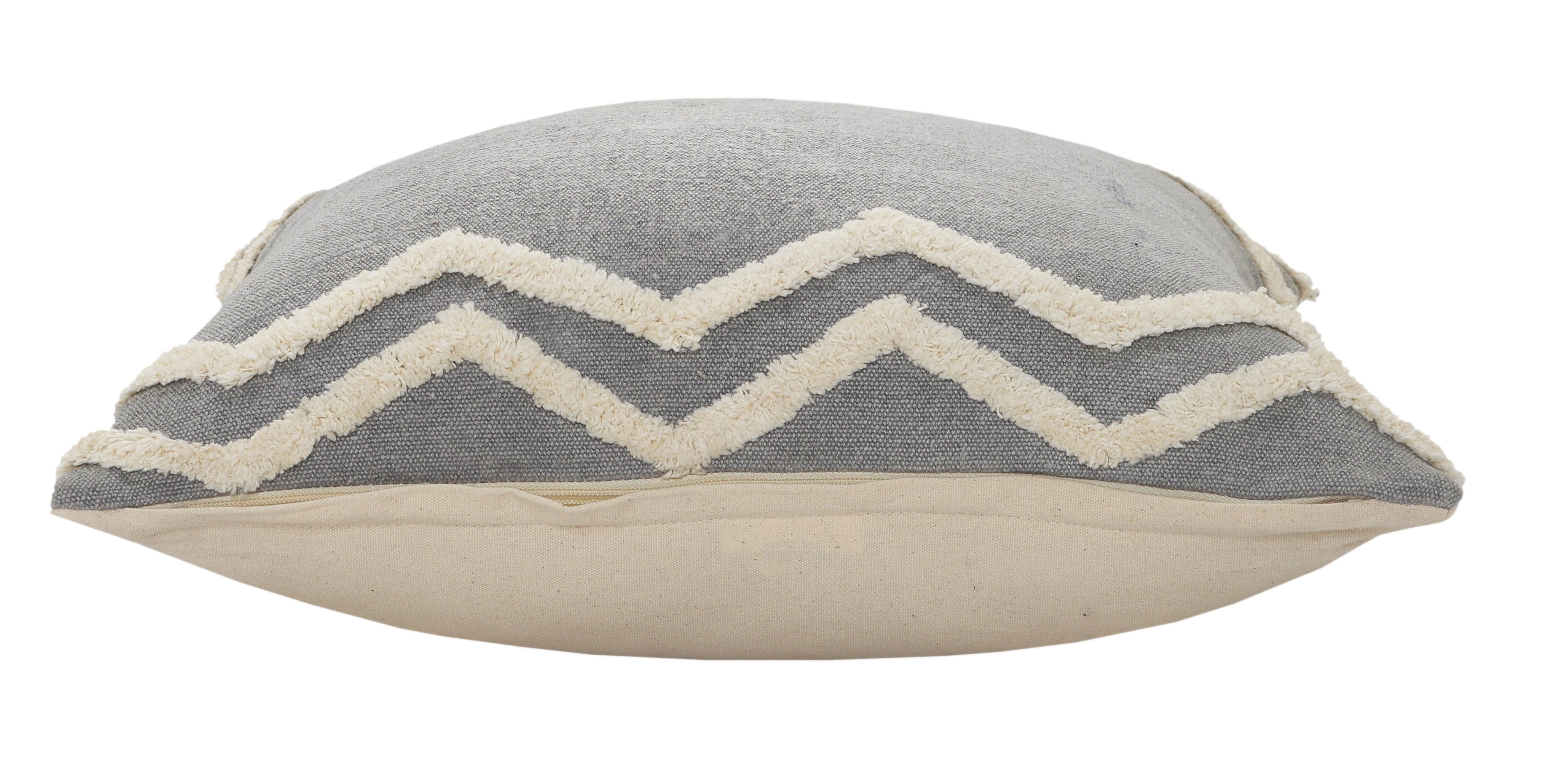 Harlow Hill Sindy 20" x 20" Geometric Cotton Adult Decorative Feather Filled Pillow, Gray/Cream