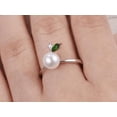 thumbnail image 6 of HeartsAndYou 0.3ct Natural Emerald & Diamond Pearl Leaf Design Ring 100% 14k SOLID White Gold, 6 of 9