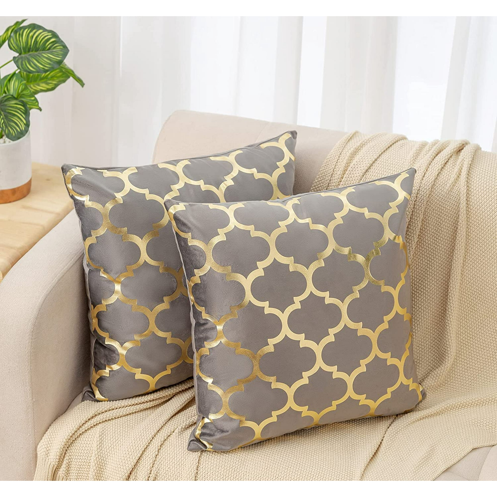 Htooq Velvet Grey Throw Pillow Covers