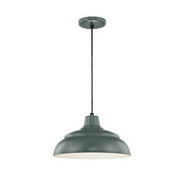 RWHC14-SG-Millennium Lighting-R Series - 1 Light Cord Hung Warehouse Pendant-8.25 Inch Tall and 14 Inch Wide-Satin Green Finish    -Traditional