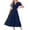 Navy, variant on Womens Summer 2026 Casual Midi Maxi Dresses Lightweight Short Sleeve V Neck Elastic Waist Boho Beach Dress Pockets (Blue, M)