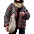 thumbnail image 3 of Chaqueta Acolchada Corta con Estampado Floral Vintage para Mujer, Chaqueta Corta Abierta Al Frente, Ropa de Abrigo Floral Pequeño Negro M, 3 of 10