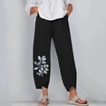 thumbnail image 2 of VEKDONE Pantalon Long en Lin pour Femmes Noir P, 2 of 5