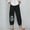 Black, variant on Fashion Women Comfortable Printed Color Drawstring Leisure Pants Pockets Loose Pants for Camping Climbing