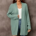 thumbnail image 4 of Mid-Long Cardigans for Women Soft Comfy Solid Color Open Front Sweater Outwear Casual Loose V Neck Cable Knit Jacket (Green S), 4 of 6