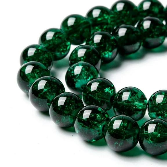 U8MO Crackle Glass Beads 8mm Dark Green Veined Bulk Jewelry Supplies Mix Unique 20pcs