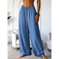 thumbnail image 5 of Women'S Loose Fit Solid Color Elastic Waist Pocket Straight Leg Casual Pants M, 5 of 8