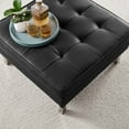 thumbnail image 6 of Modway Loft Tufted Vegan Leather Upholstered Living Room Ottoman in Silver Black, 6 of 7