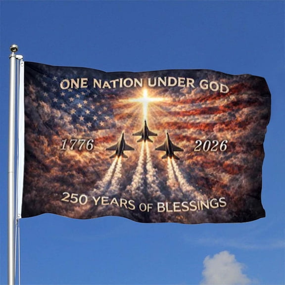 Bayyon One Nation Under God Flag, Semiquincentennial 250th Anniversary Flag, 250 Years of Blessing Banner with Grommets 3x5Feet Man cave Decor 3