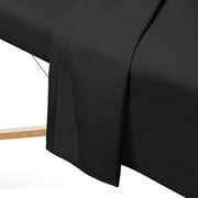 Saloniture 3-Piece Microfiber Massage Table Sheet Set - Premium Facial Bed Cover - Includes Flat and Fitted Sheets with Face Cradle Cover - Black