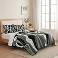 thumbnail image 5 of King Quilt Set 96''x106'', Sage Green Stripe Lightweight Bedspread Coverlet Set with 2 Pillow Shams, Grey White Geometric Modern Abstract Breathable All Season Quilt Bedding for Bedroom/Guest Room, 5 of 9
