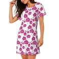 thumbnail image 2 of Zufioo Orchids Flowers Print Women's Nightgown, Round Neck Short-sleeved Pajamas, Home Wear Suitable for Home and Outing, 2 of 6