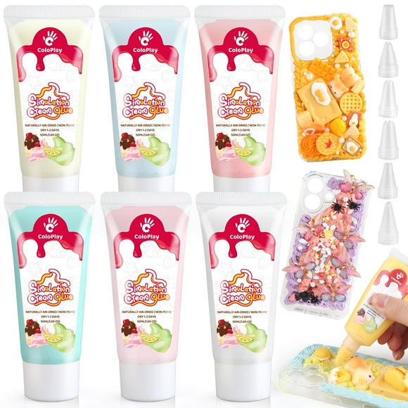 Kit de pegamento en crema ColoPlay, 6 unidades, 50 g, para decoración artesanal