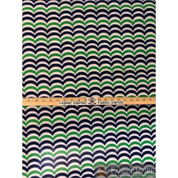 Fleece Printed Fabric TWO TONE WAVES GREEN / 58" Wide / Sold by the yard
