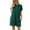 Green, variant on QINCAO Womens Dress Summer Casual Roll Up Sleeves T Shirt Dress Solid Color Round Neck Mini Dress With Side Pockets S-2XL