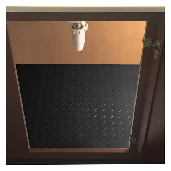 Premium Under The Sink Mat- Large Universal Size, Cut to Fit Cabinets, Shelf & Drawer Liners, Thick Plastic Plate Surface, 24 x inches, Black, Made in The USA