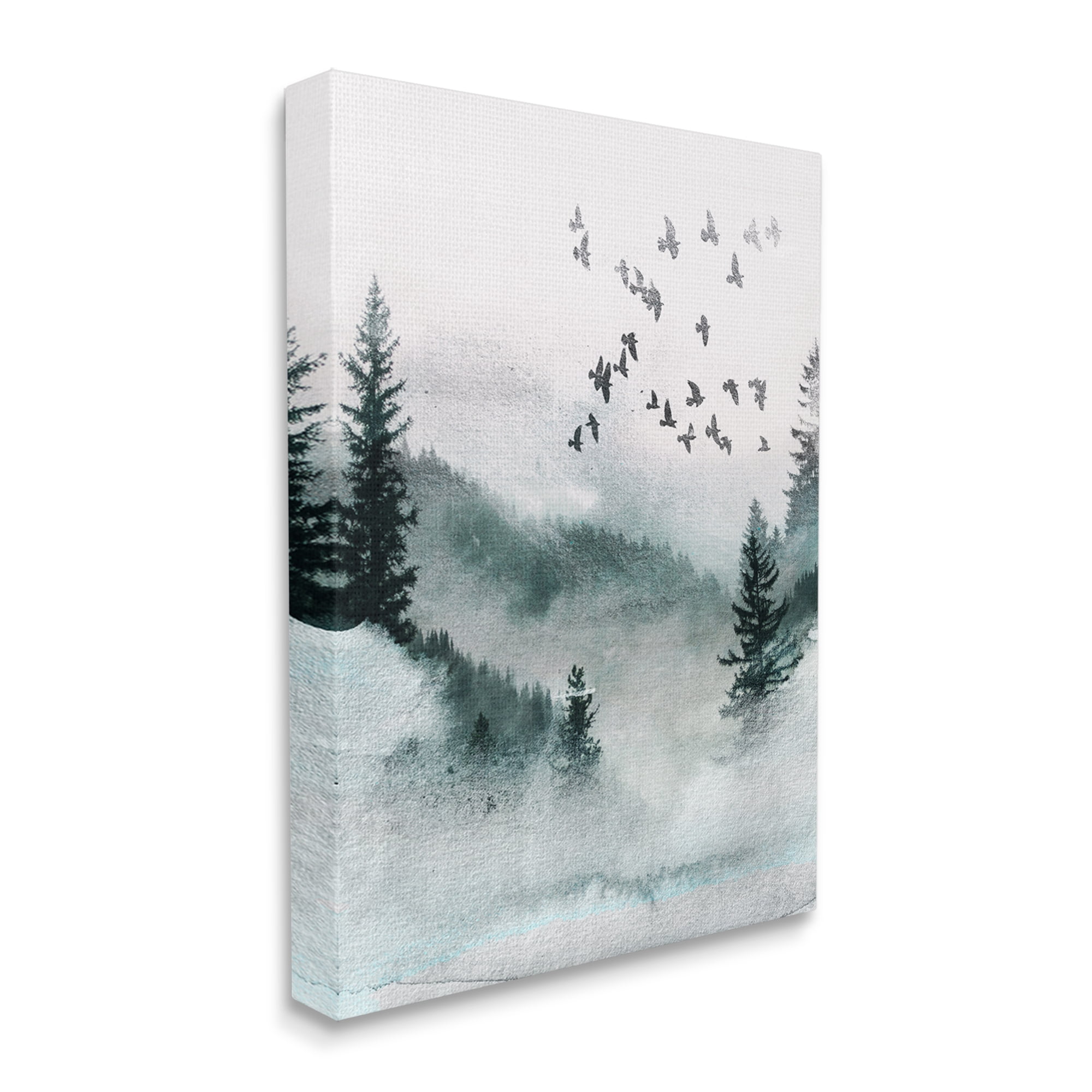 Stupell Industries Birds Flying Woodland Trees Nature Painting Gallery Wrapped Canvas Print Wall Art, 30 x 40