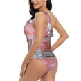 thumbnail image 4 of Sikiie Pastel Pink Beach Cafe Print Women One Piece Swimsuits Tummy Control One Shoulder Bathing Suits Ruffle Swimwear, From S to XXL-XX-Large, 4 of 6
