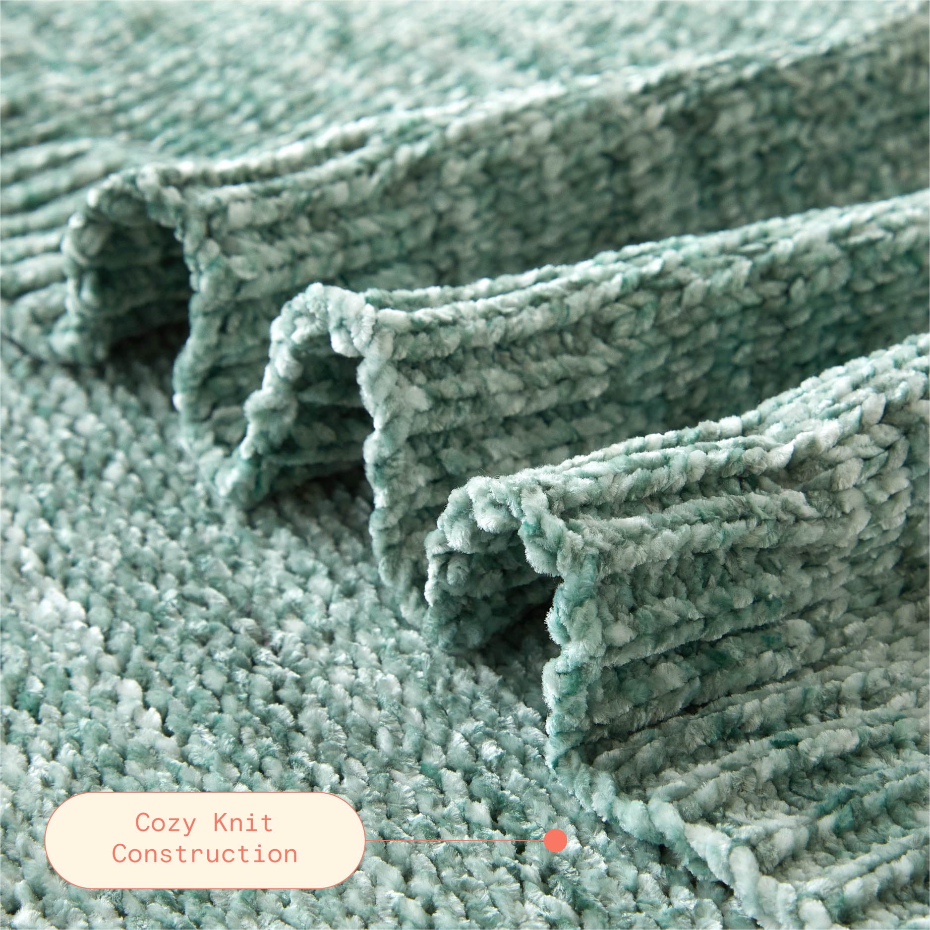 Beautiful 50"x 72" Green Melange Chenille Throw by Drew Barrymore